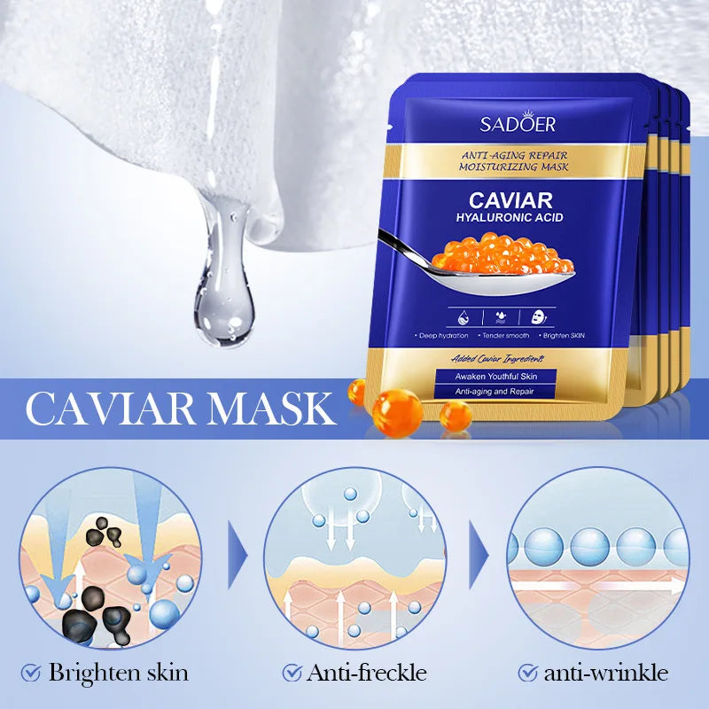 Dermaviar™ Caviar Hyaluronic Acid Intensive Sheet Mask — Set of 5